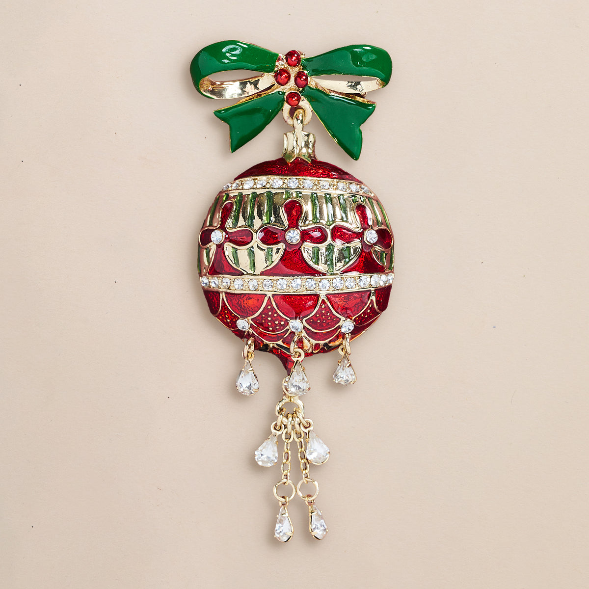 Enamel & Crystal Ornament Brooch (Preorder)