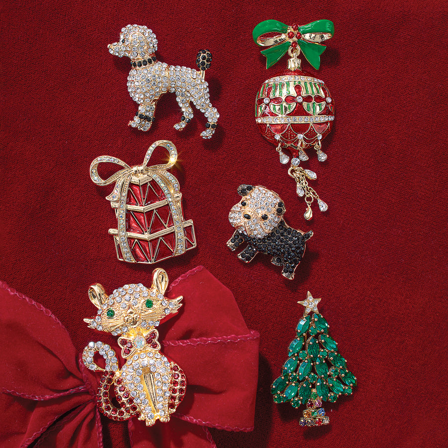 Enamel & Crystal Ornament Brooch (Preorder)