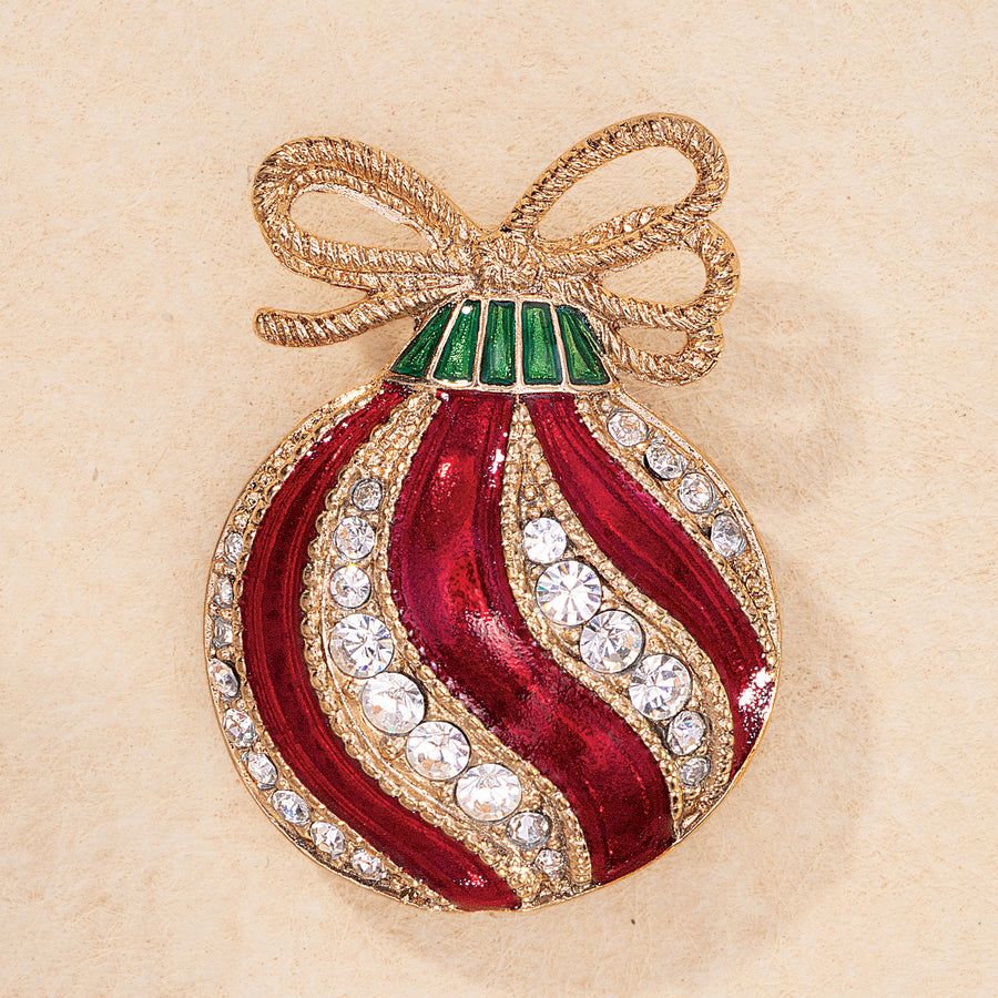 Striped Christmas Ornament Brooch