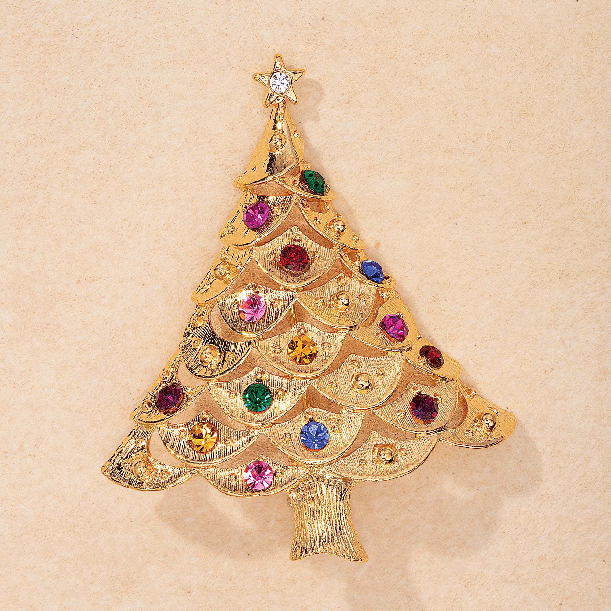 Gold Christmas Tree Brooch