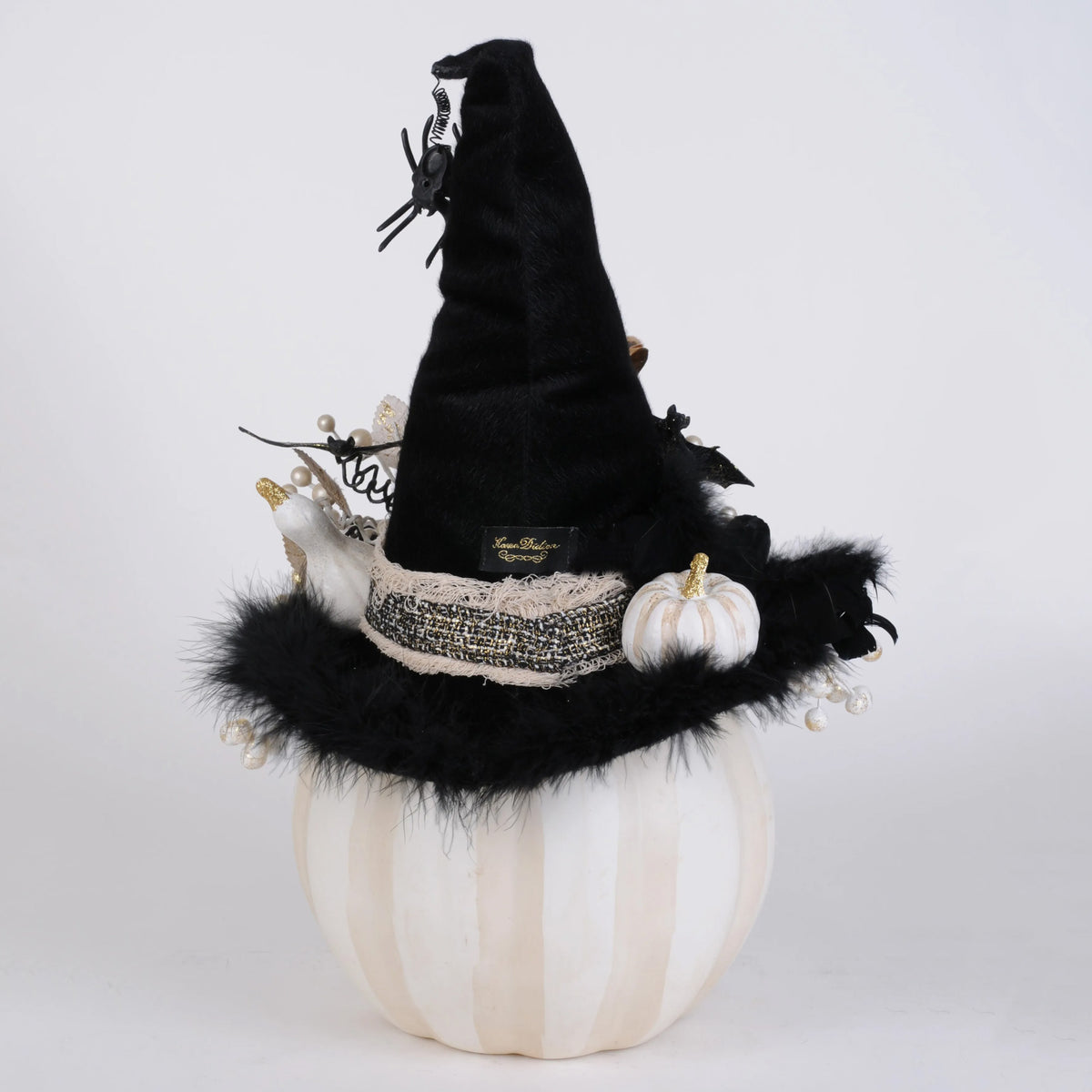 Lighted White Fiber Optic Pumpkin