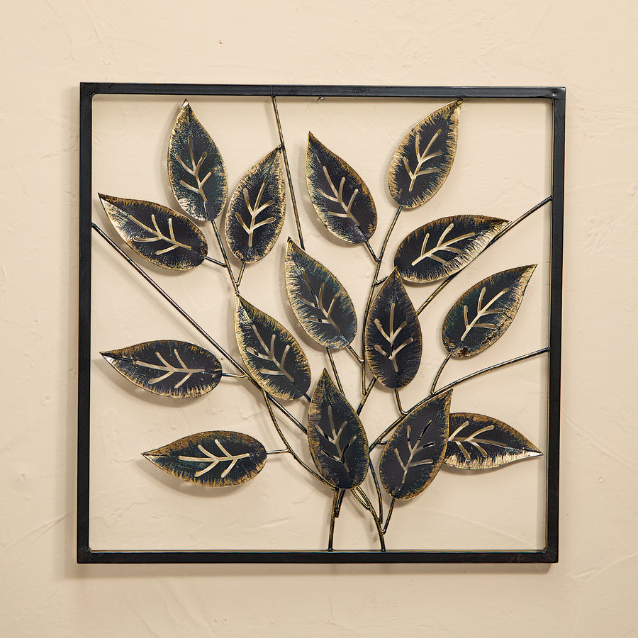 Hand-Painted Metal Leaves Wall Art