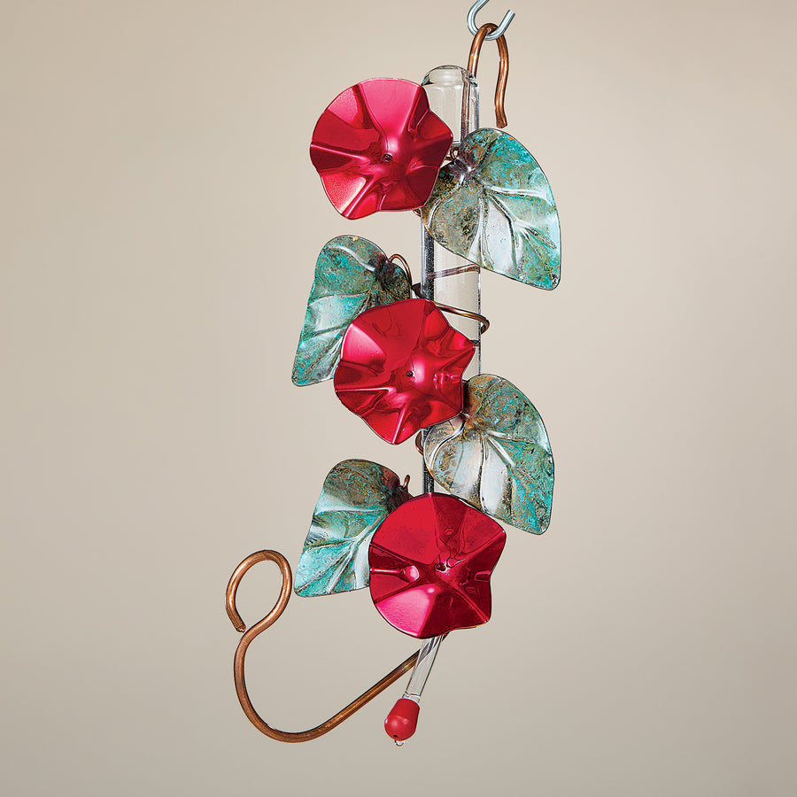 Copper Morning Glory Hummingbird Feeder