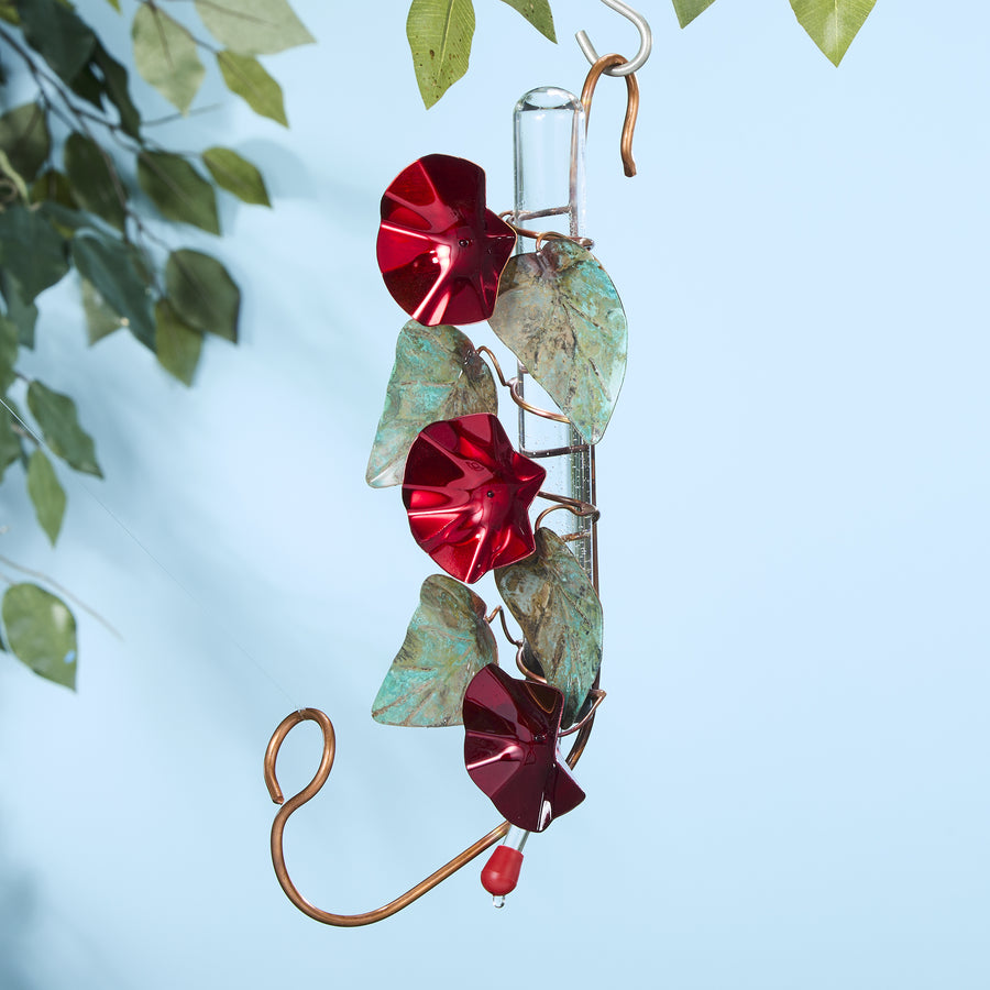 Copper Morning Glory Hummingbird Feeder