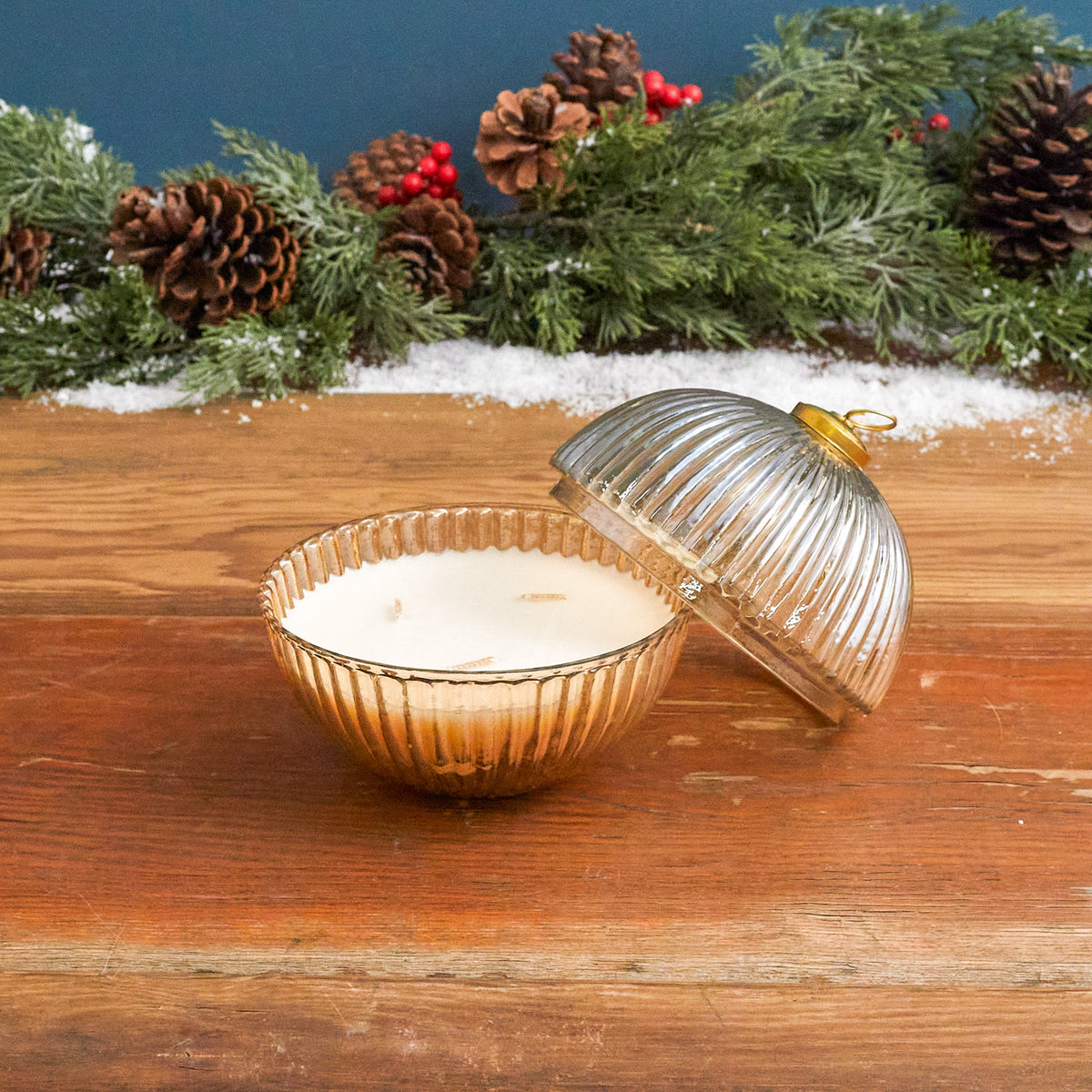 Gold Luster Ornament Candle, Snowfall