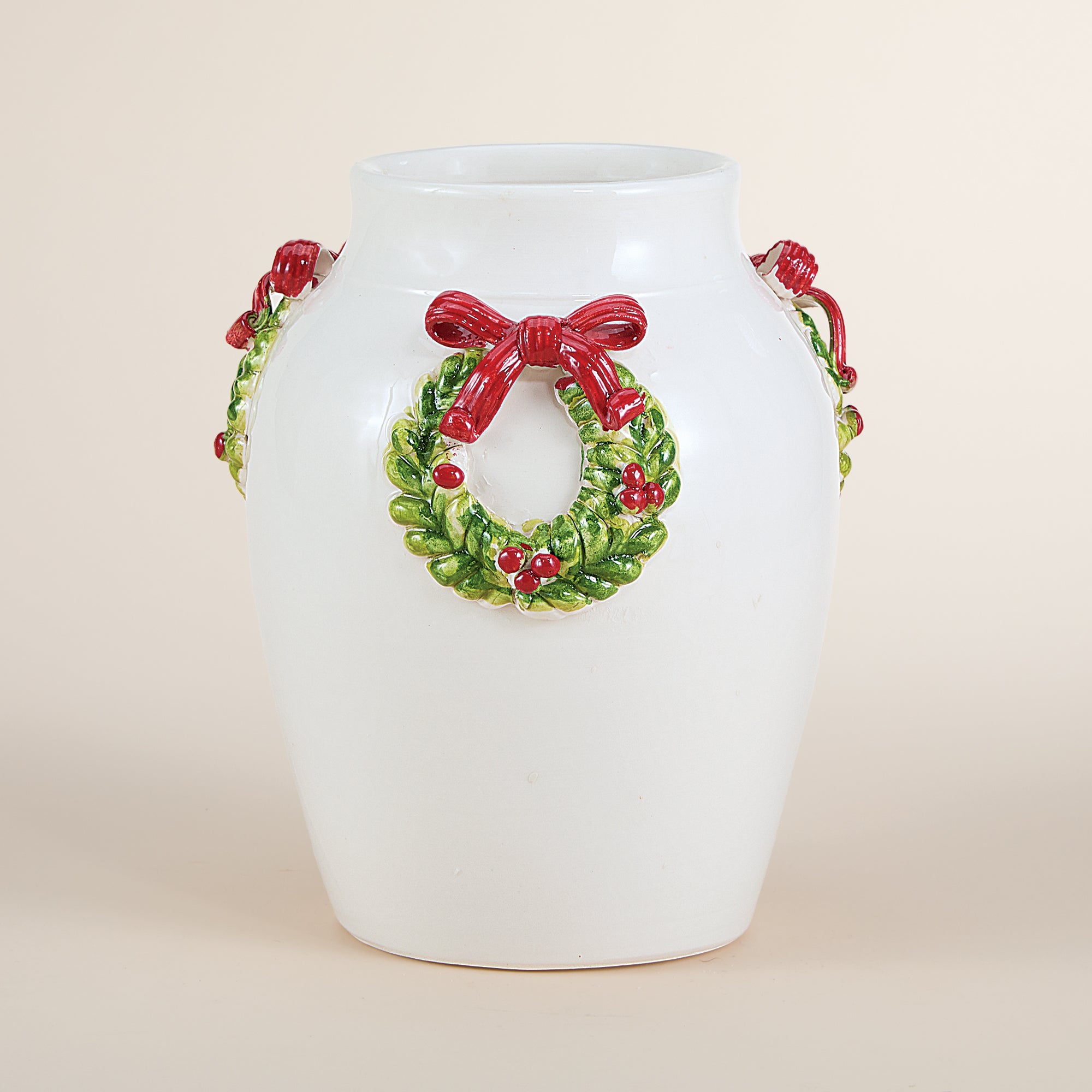Italian Ceramic Festive Wreaths Vase (Preorder)