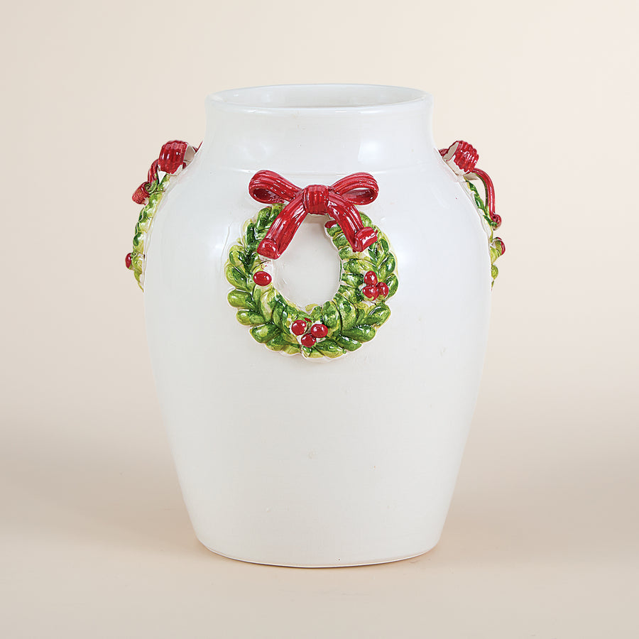 Italian Ceramic Festive Wreaths Vase (Preorder)