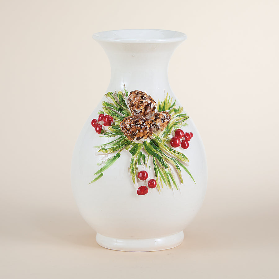 Italian Ceramic Pinecone & Berry Bouquet Vase (Preorder)