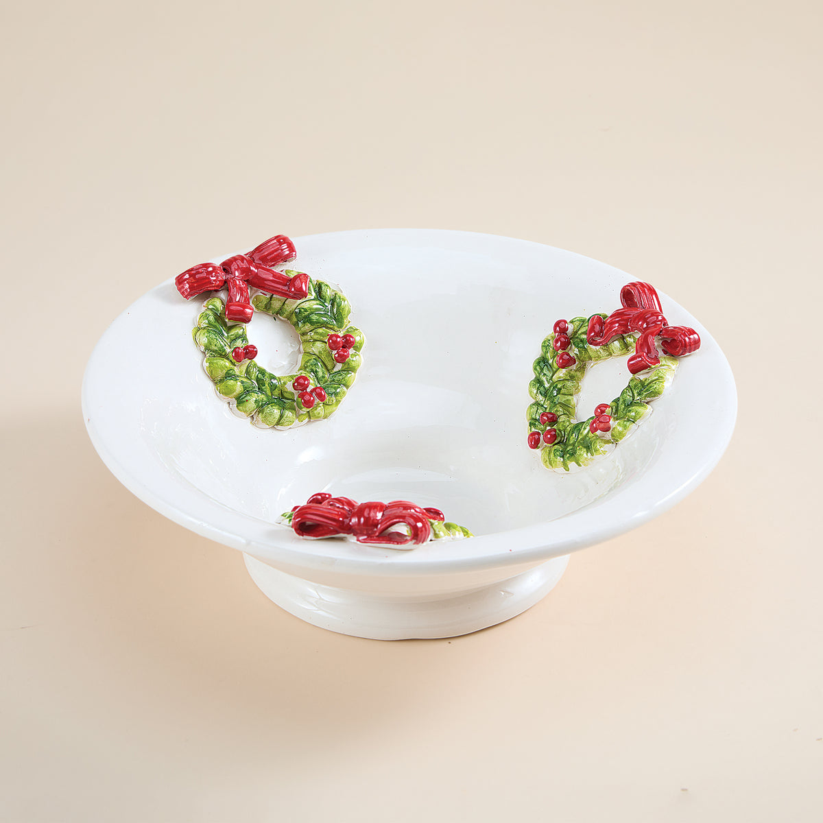 Italian Ceramic Festive Wreaths Bowl (Preorder)