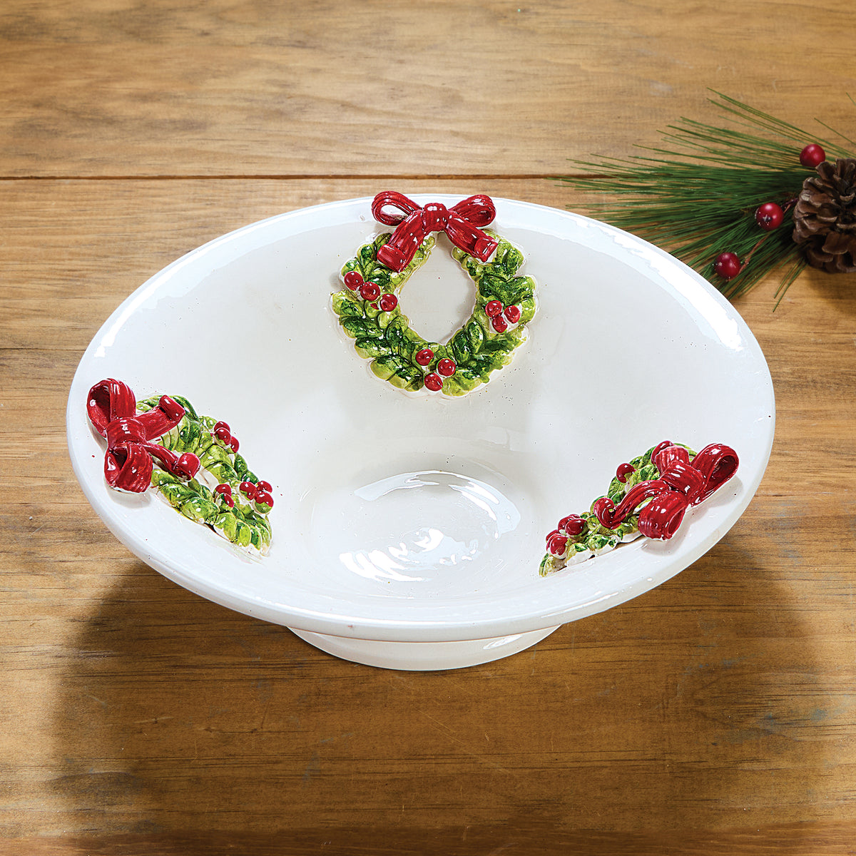 Italian Ceramic Festive Wreaths Bowl (Preorder)