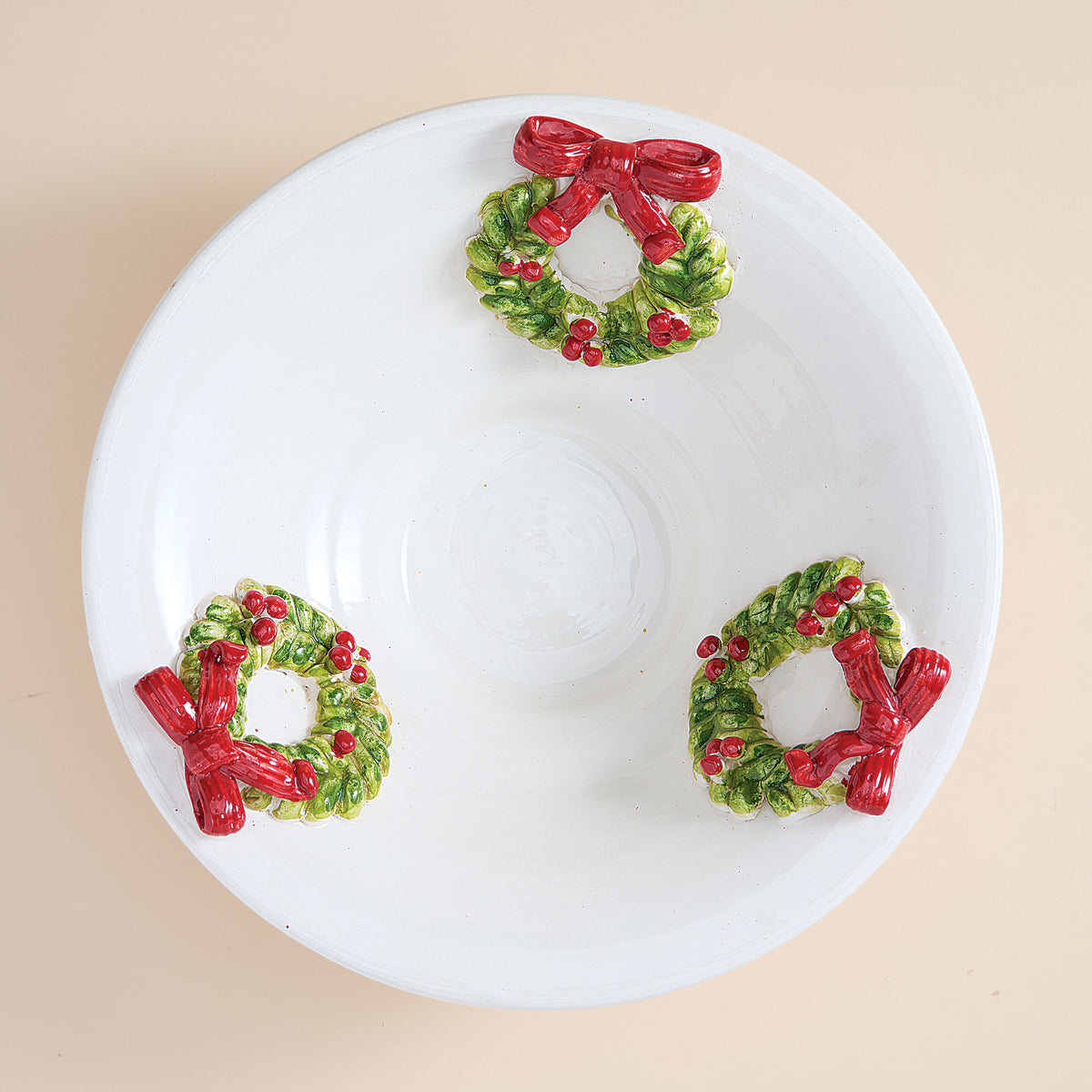 Italian Ceramic Festive Wreaths Bowl (Preorder)