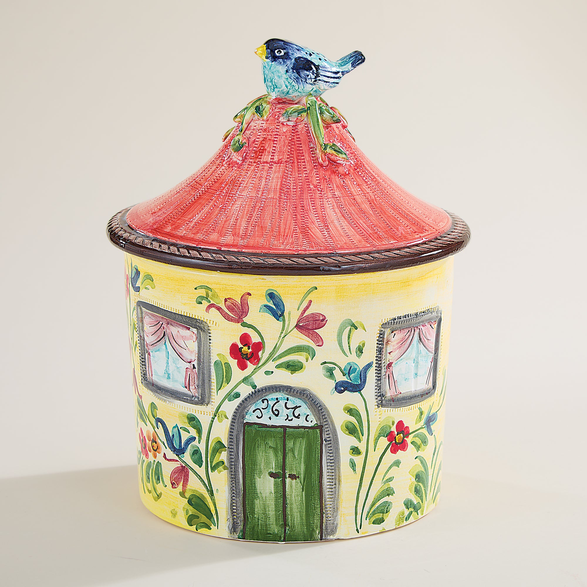 Hand-Painted Italian Ceramic Yellow Cookie Jar (Preorder)
