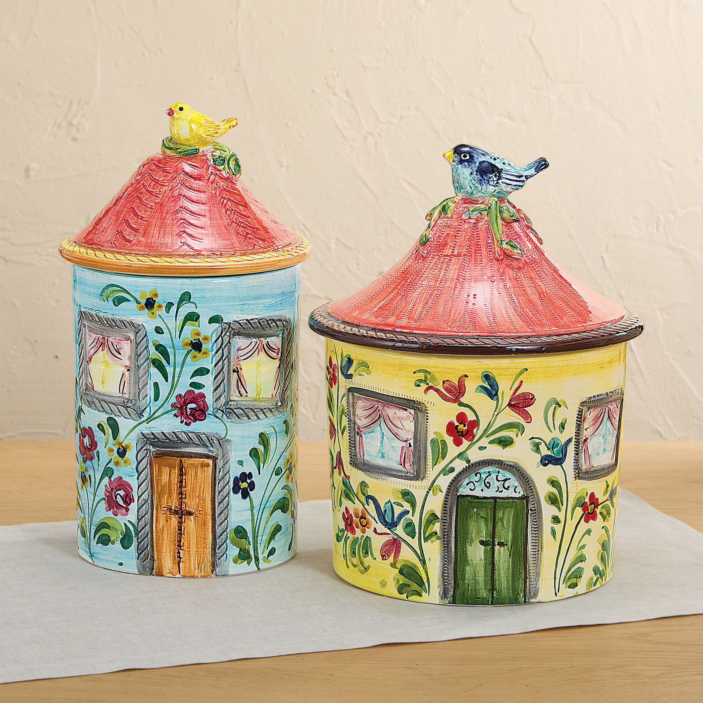 Hand-Painted Italian Ceramic Yellow Cookie Jar (Preorder)
