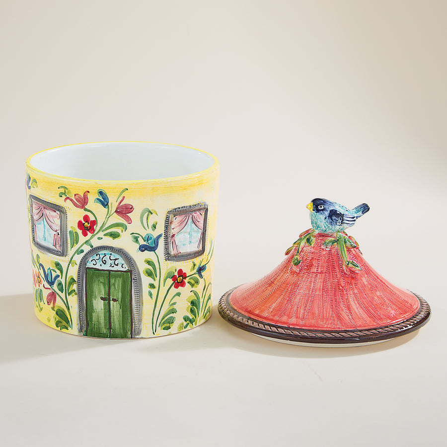 Hand-Painted Italian Ceramic Yellow Cookie Jar (Preorder)