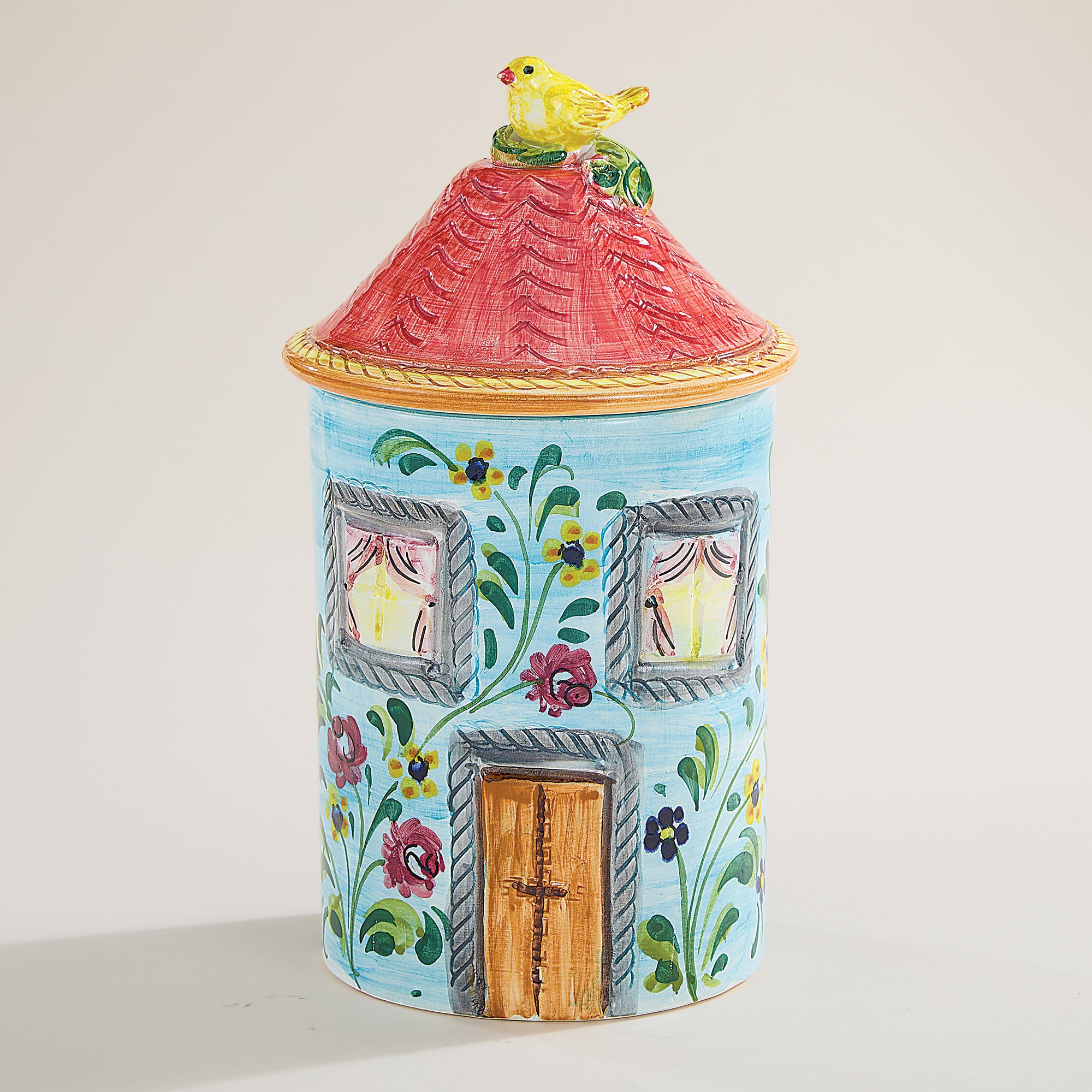 Hand-Painted Italian Ceramic Blue Cookie Jar (Preorder)
