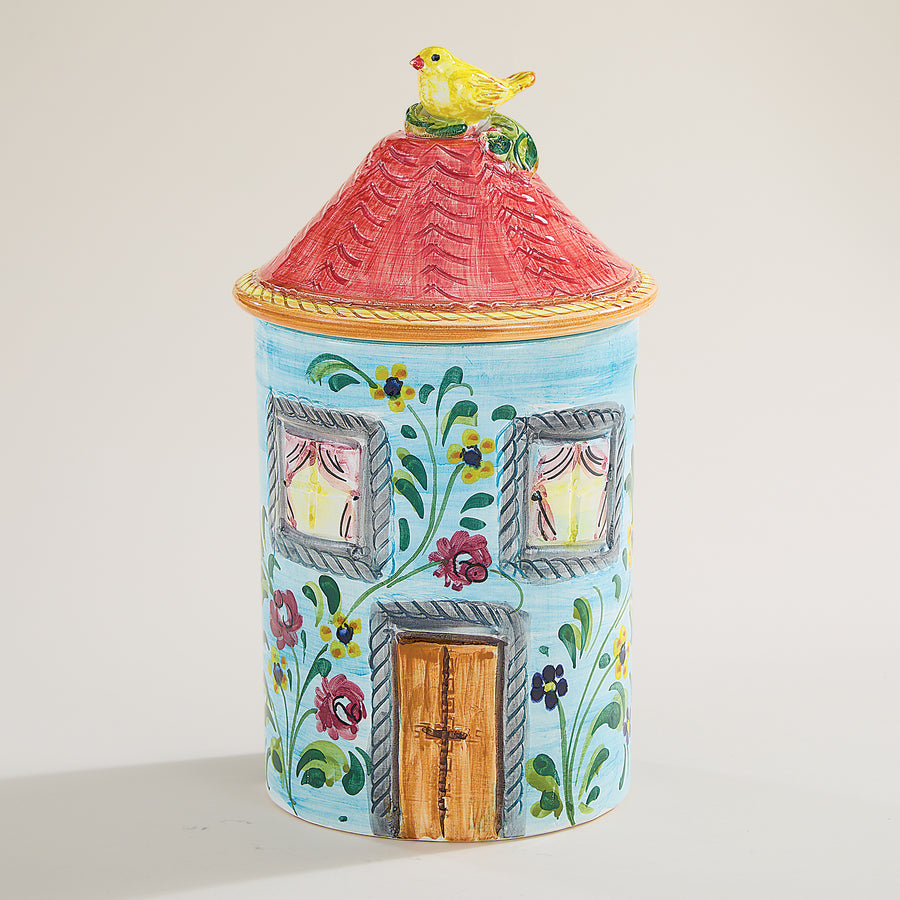 Hand-Painted Italian Ceramic Blue Cookie Jar (Preorder)