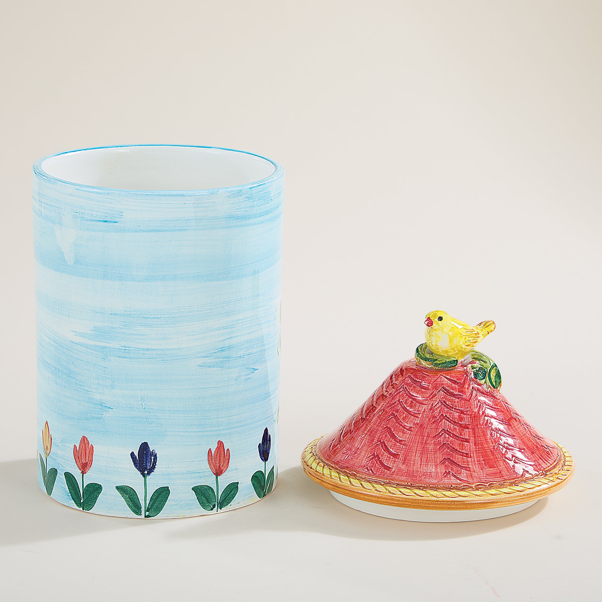 Hand-Painted Italian Ceramic Blue Cookie Jar (Preorder)