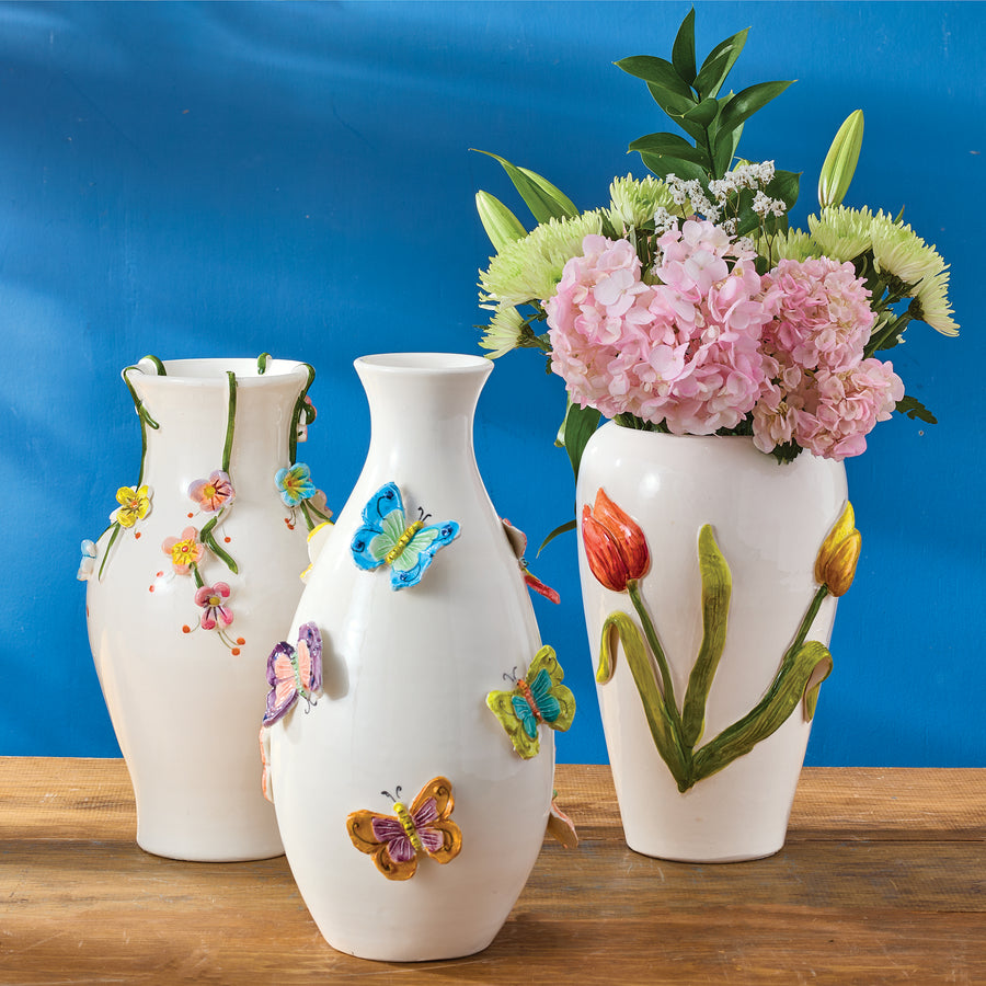 Hand-Painted Ceramic Floral Vines Vase (Preorder)