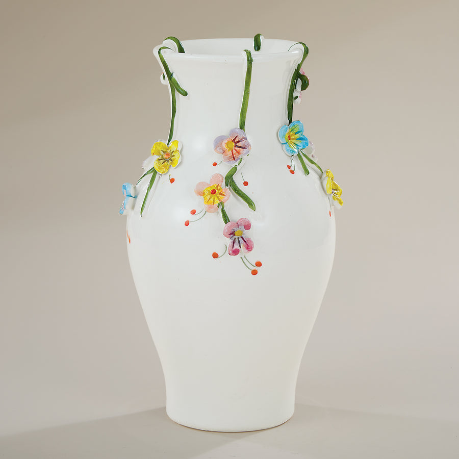 Hand-Painted Ceramic Floral Vines Vase (Preorder)