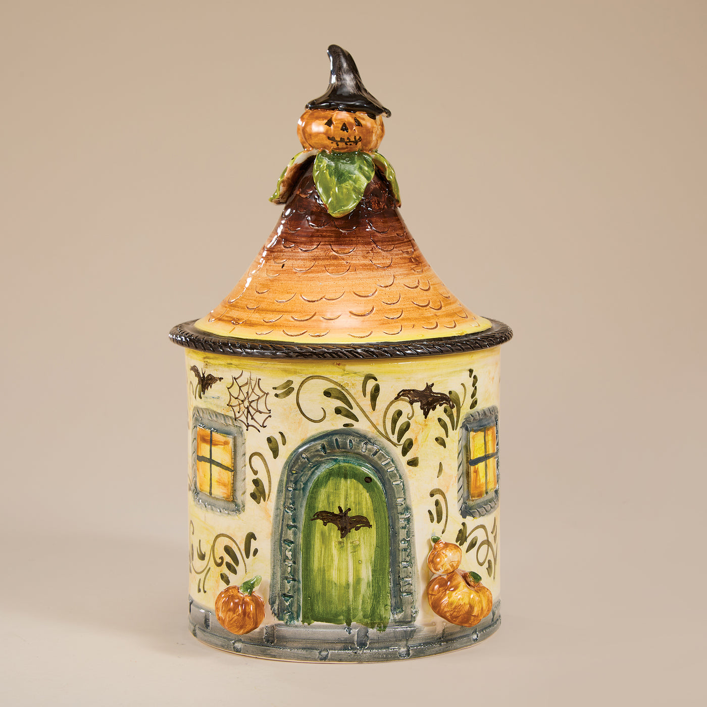Hand-Painted Italian Ceramic Halloween Cookie Jar (Preorder)