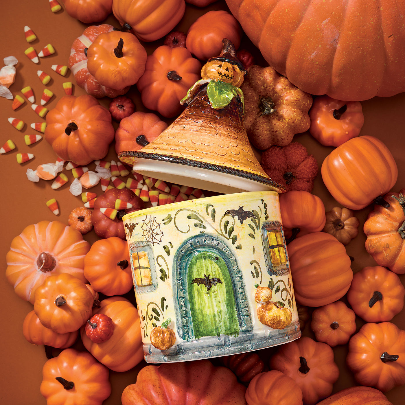 Hand-Painted Italian Ceramic Halloween Cookie Jar (Preorder)