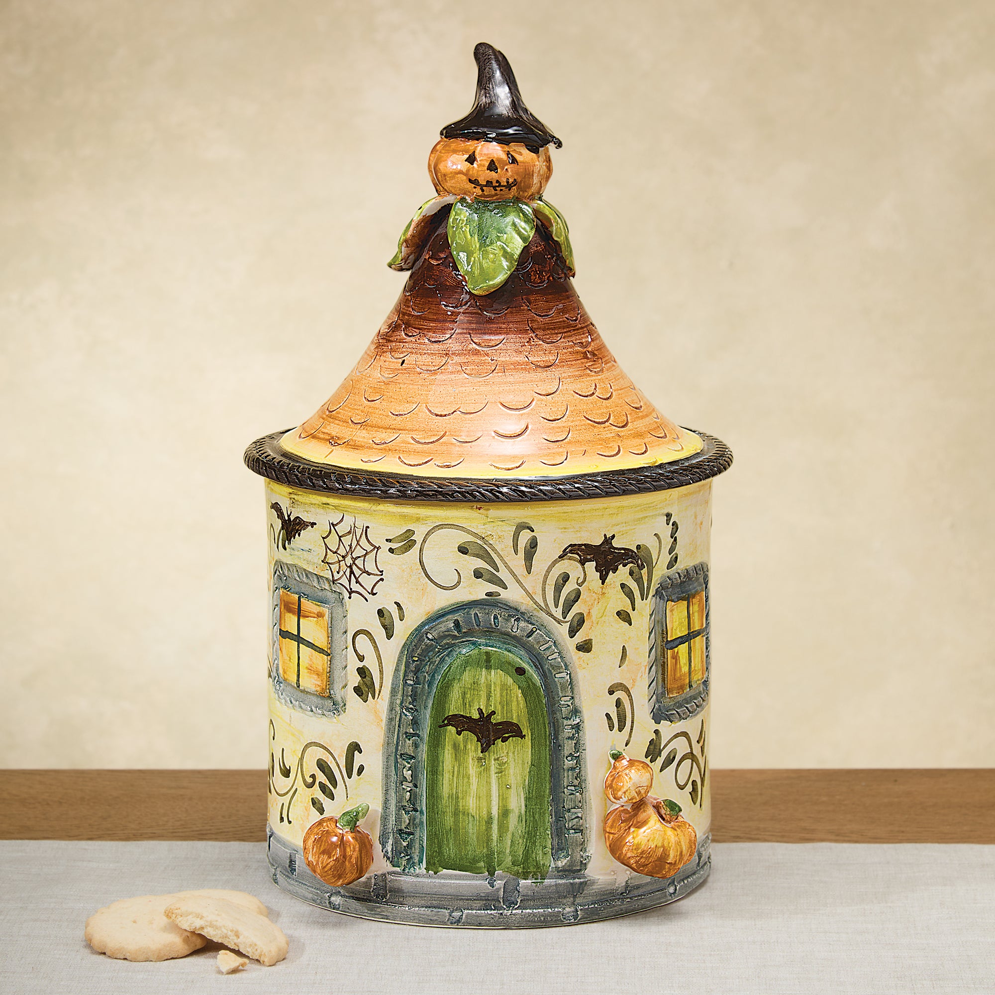 Hand-Painted Italian Ceramic Halloween Cookie Jar (Preorder)