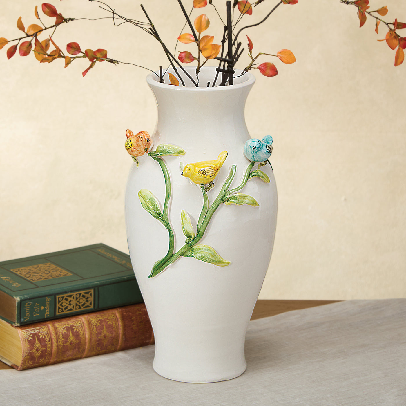 Hand-Painted Ceramic Tweeting Trio Vase (Preorder)