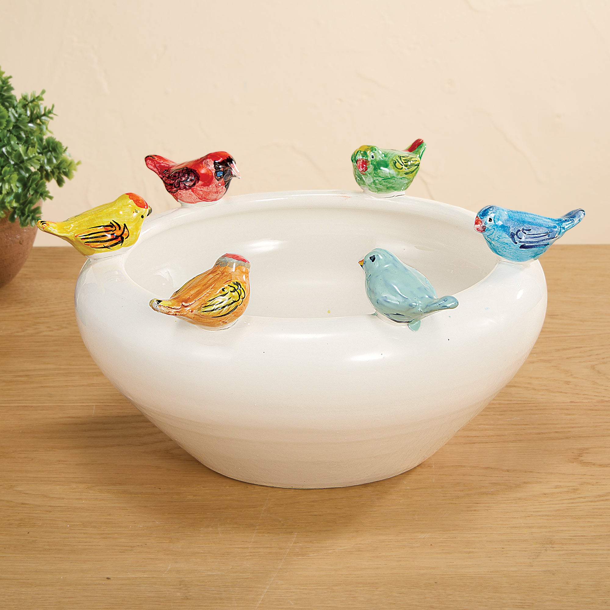 Hand-Painted Ceramic Early Birds Bowl (Preorder)