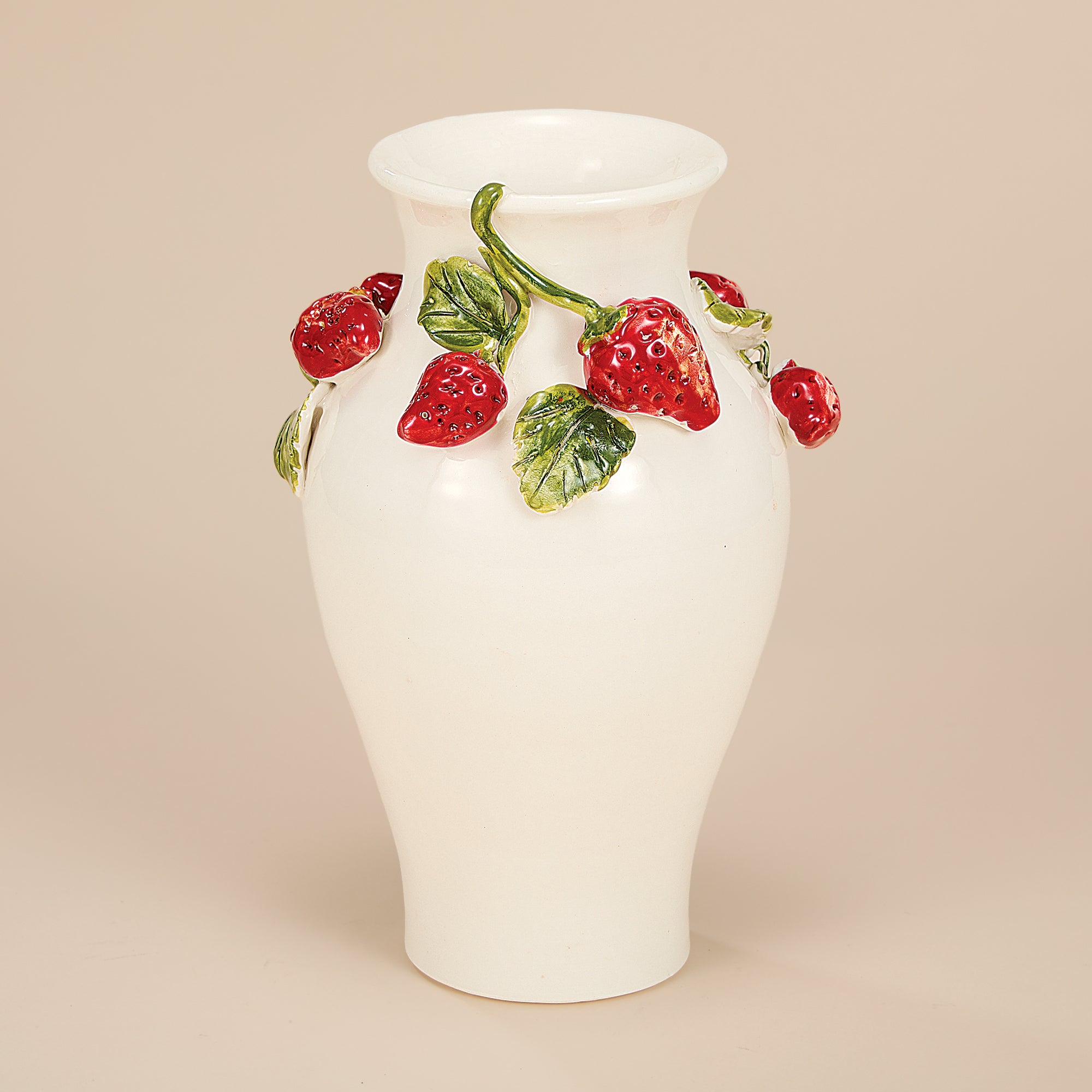 Hand-Painted Ceramic Sweet Strawberries Vase (Preorder)
