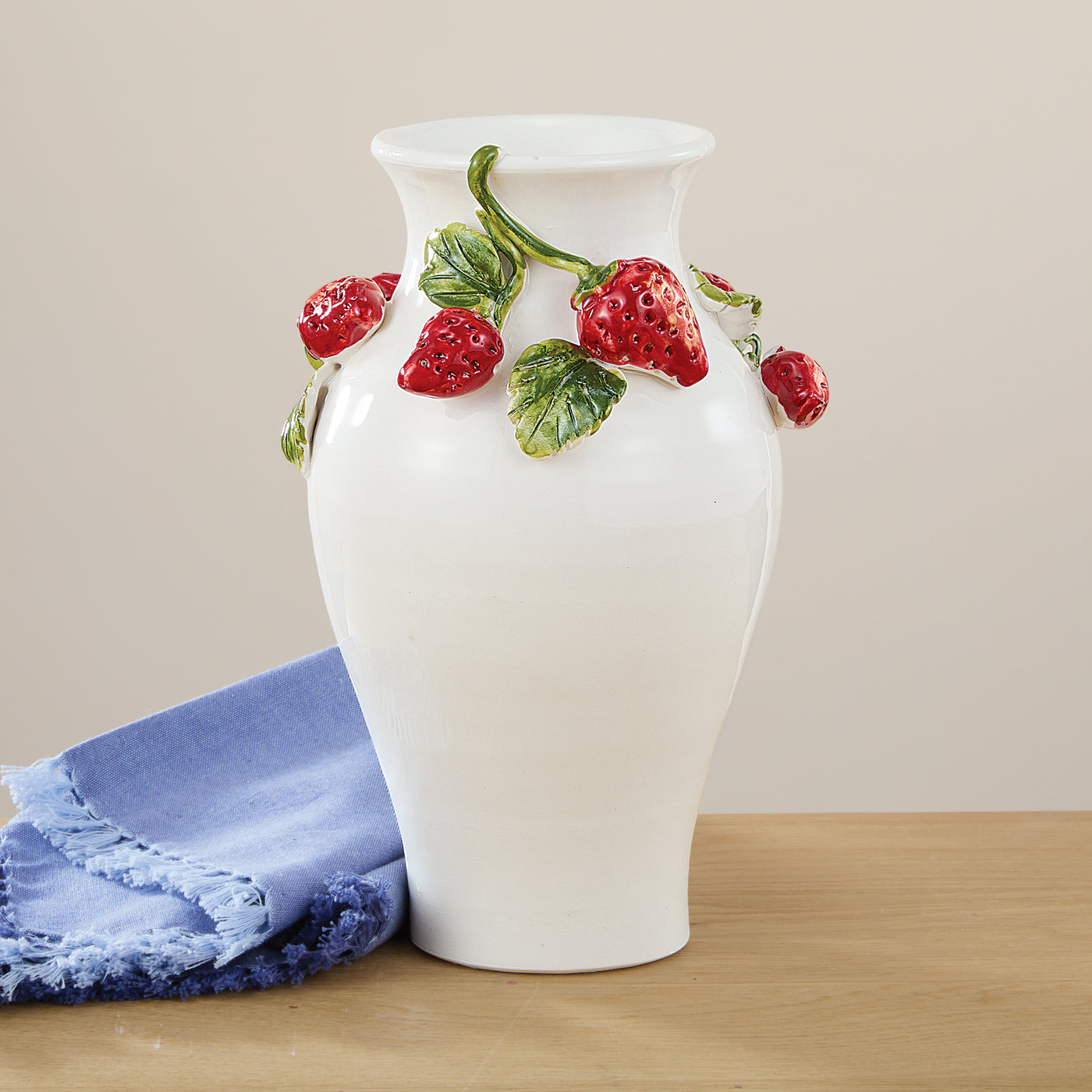 Hand-Painted Ceramic Sweet Strawberries Vase (Preorder)