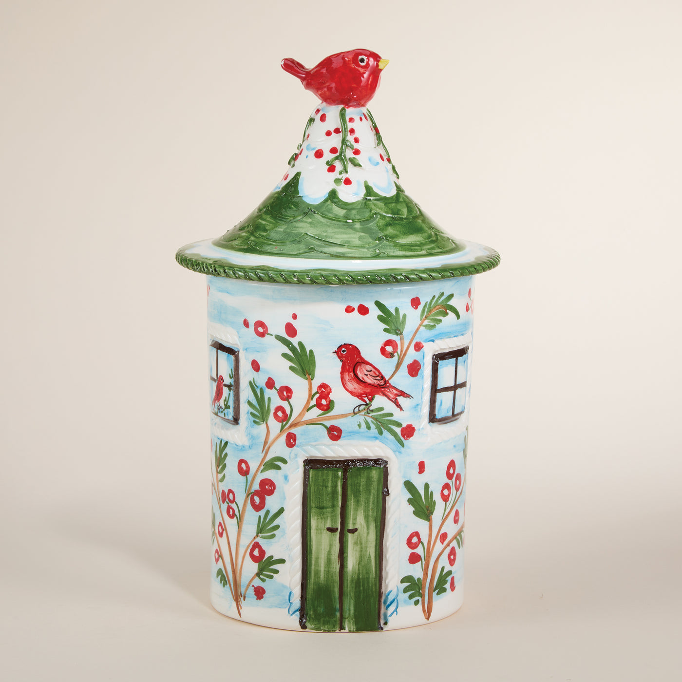 Italian Ceramic Cardinal Topped Cookie Jar (Preorder)