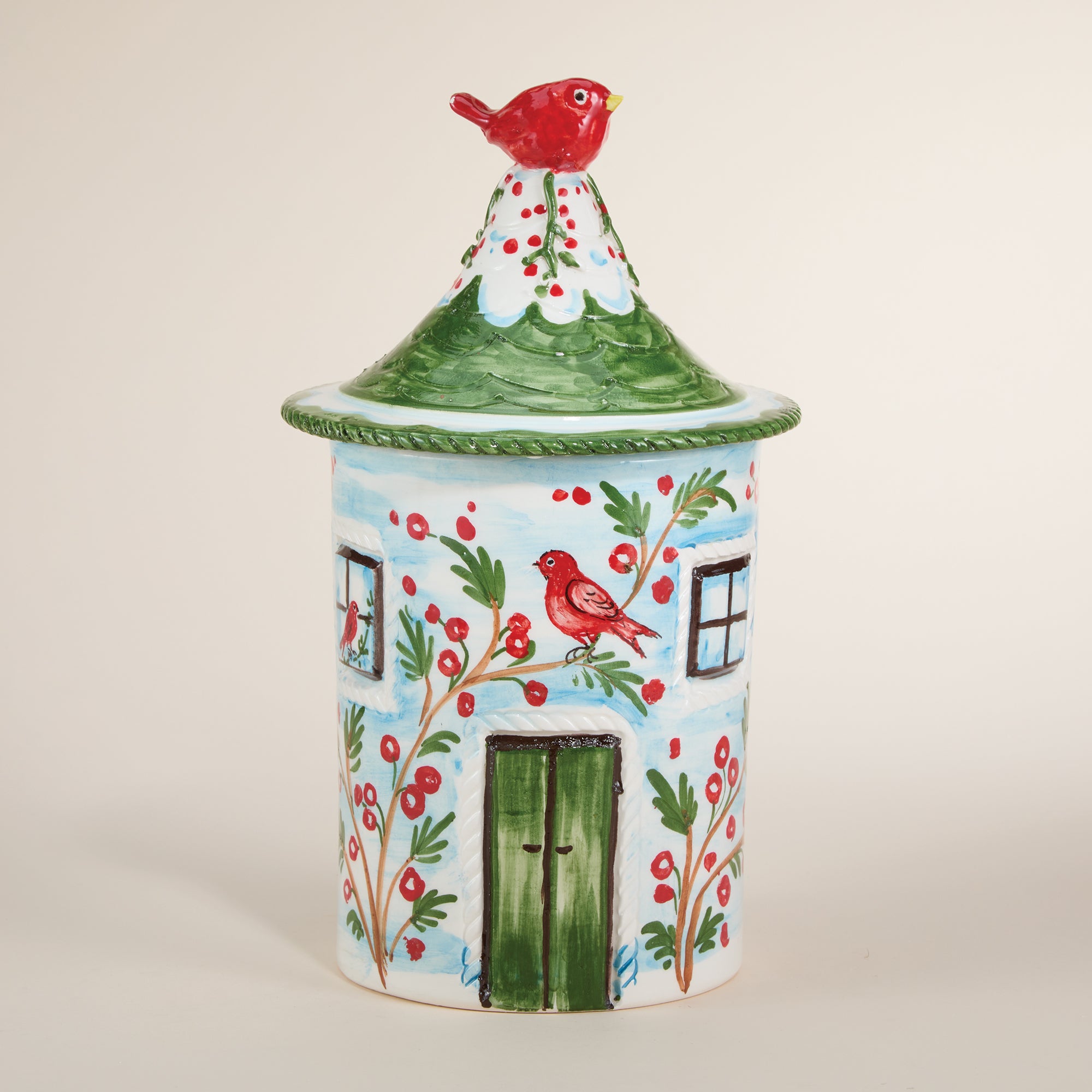 Italian Ceramic Cardinal Topped Cookie Jar (Preorder)