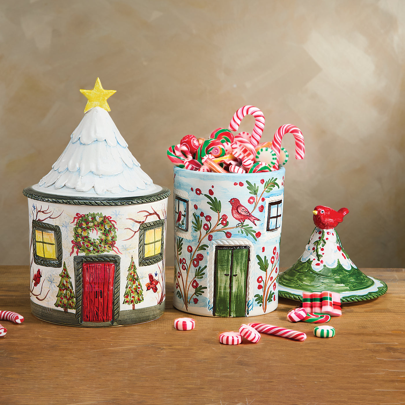 Italian Ceramic Cardinal Topped Cookie Jar (Preorder)