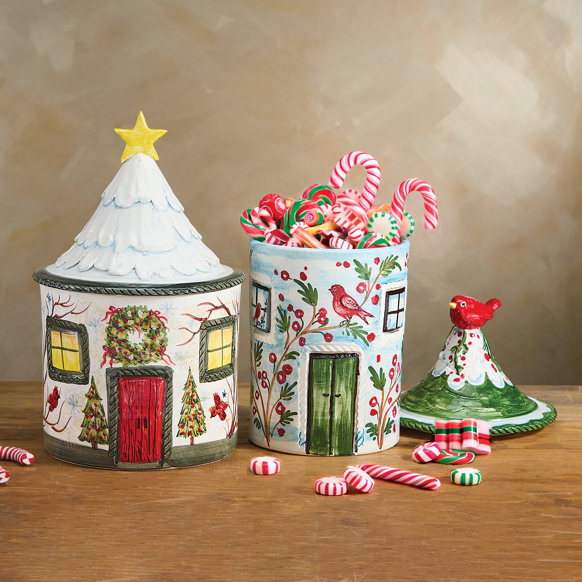 Italian Ceramic Cardinal Topped Cookie Jar (Preorder)