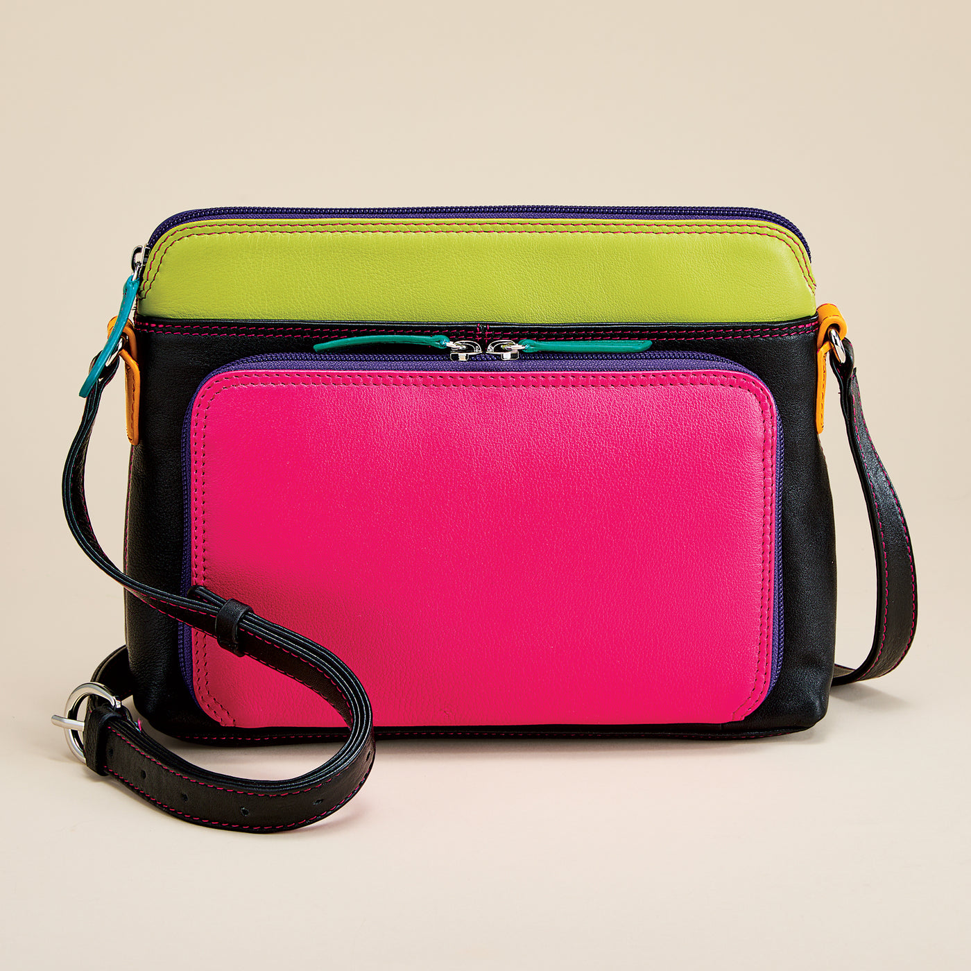 Pretty in Primary Colors Leather Crossbody Organizer