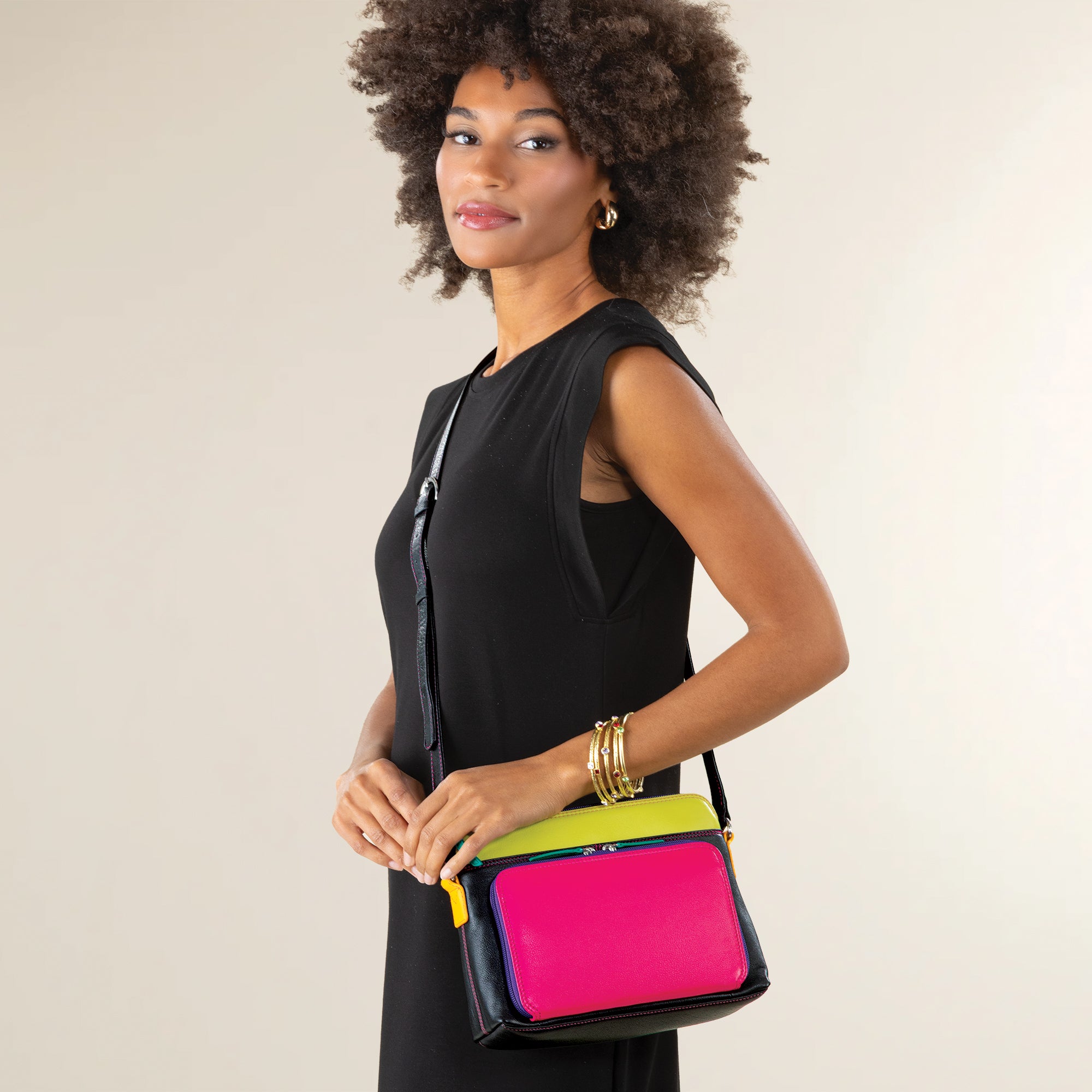 Pretty in Primary Colors Leather Crossbody Organizer