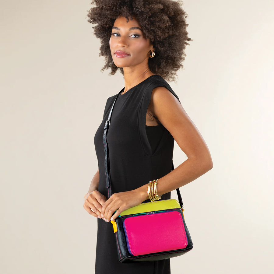Pretty in Primary Colors Leather Crossbody Organizer