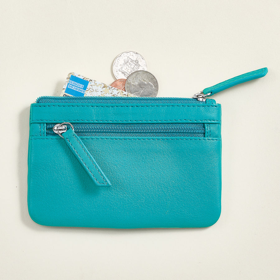 Teal Leather Coin Purse