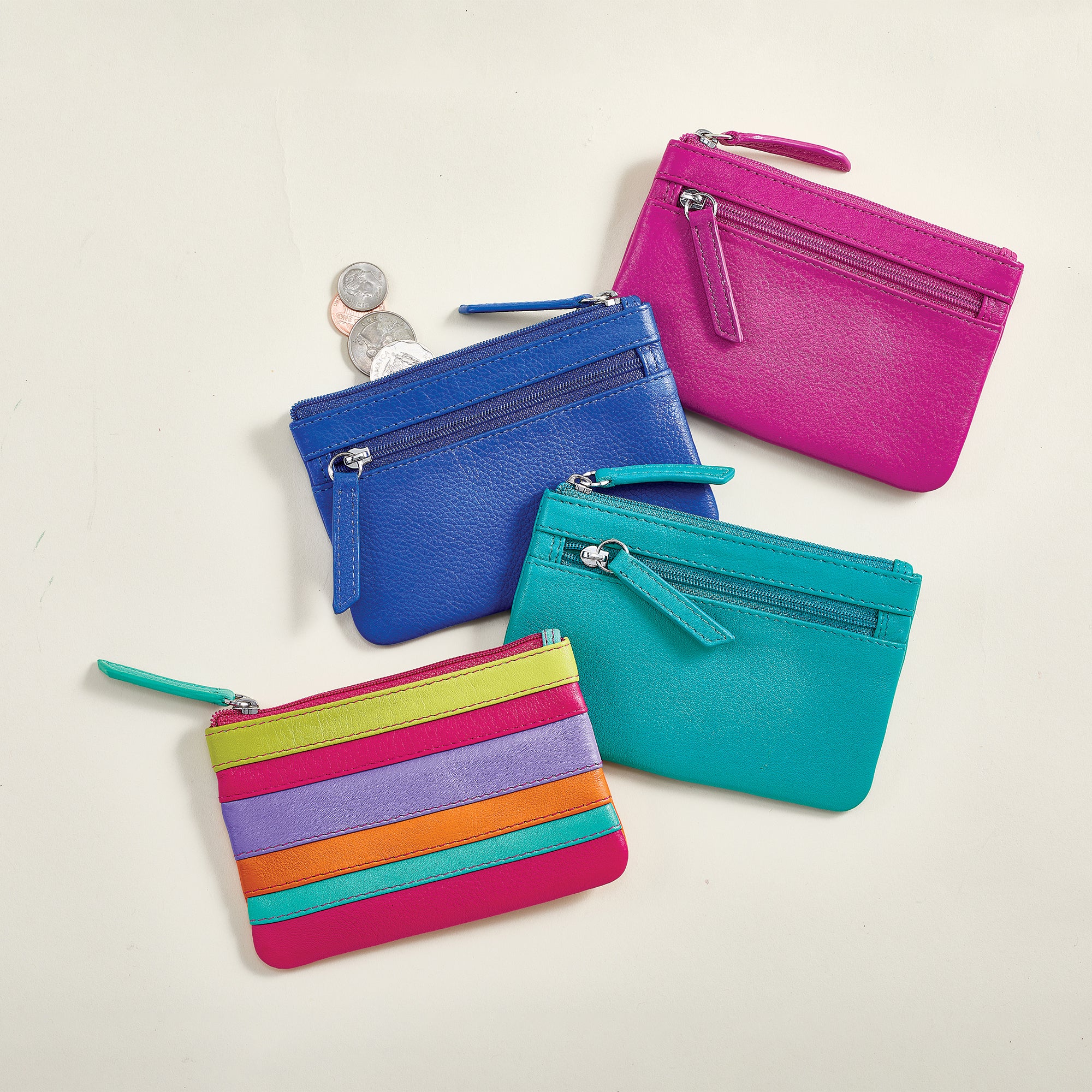 Teal Leather Coin Purse