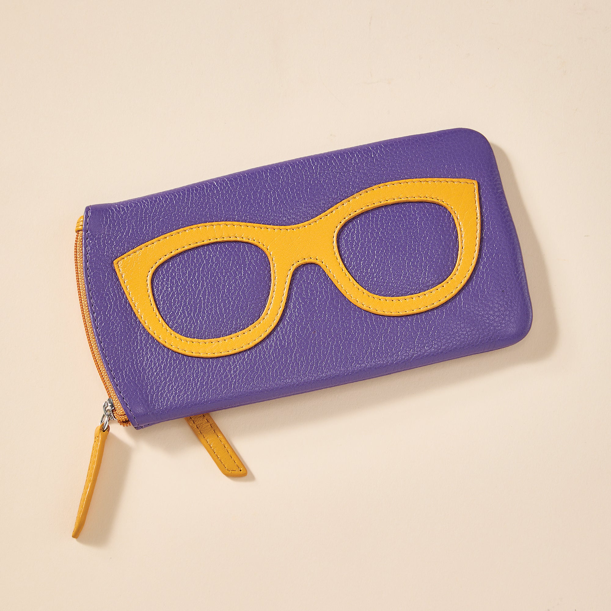Grape & Yellow Leather Eyeglass Case (Preorder)