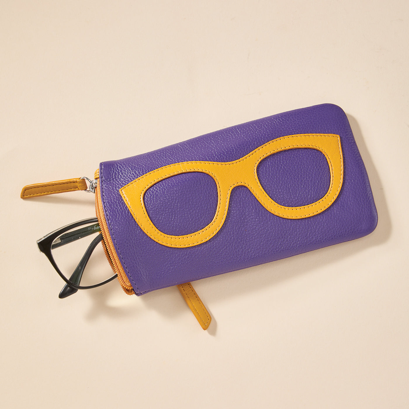 Grape & Yellow Leather Eyeglass Case (Preorder)