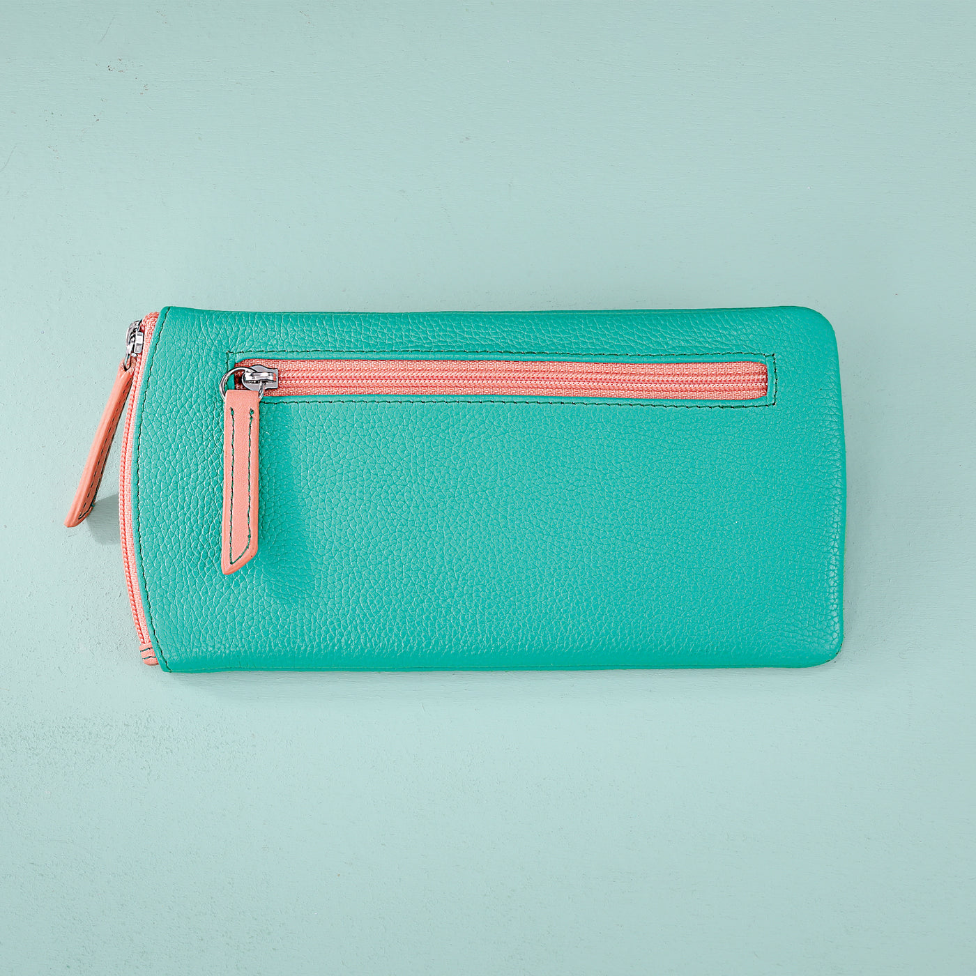 Turquoise & Peach Leather Eyeglass Case (Preorder)