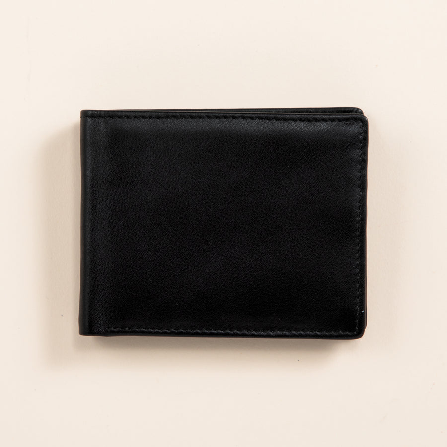 Men's Black Leather Bifold Wallet