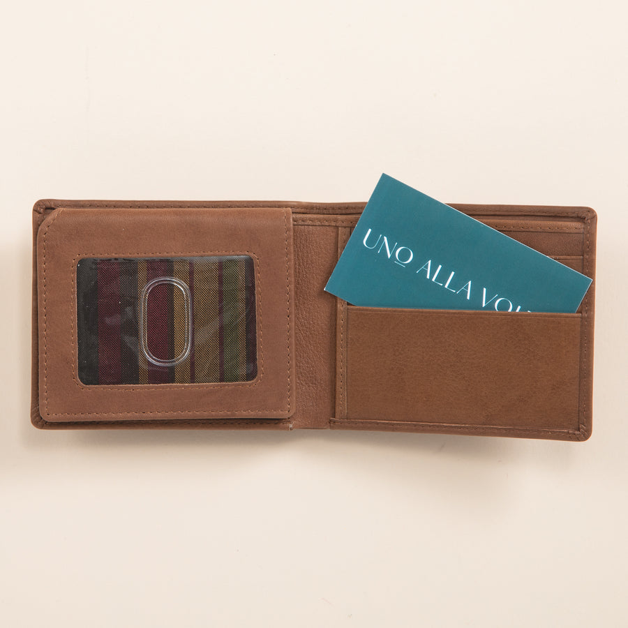 Men's Toffee Leather Bifold Wallet