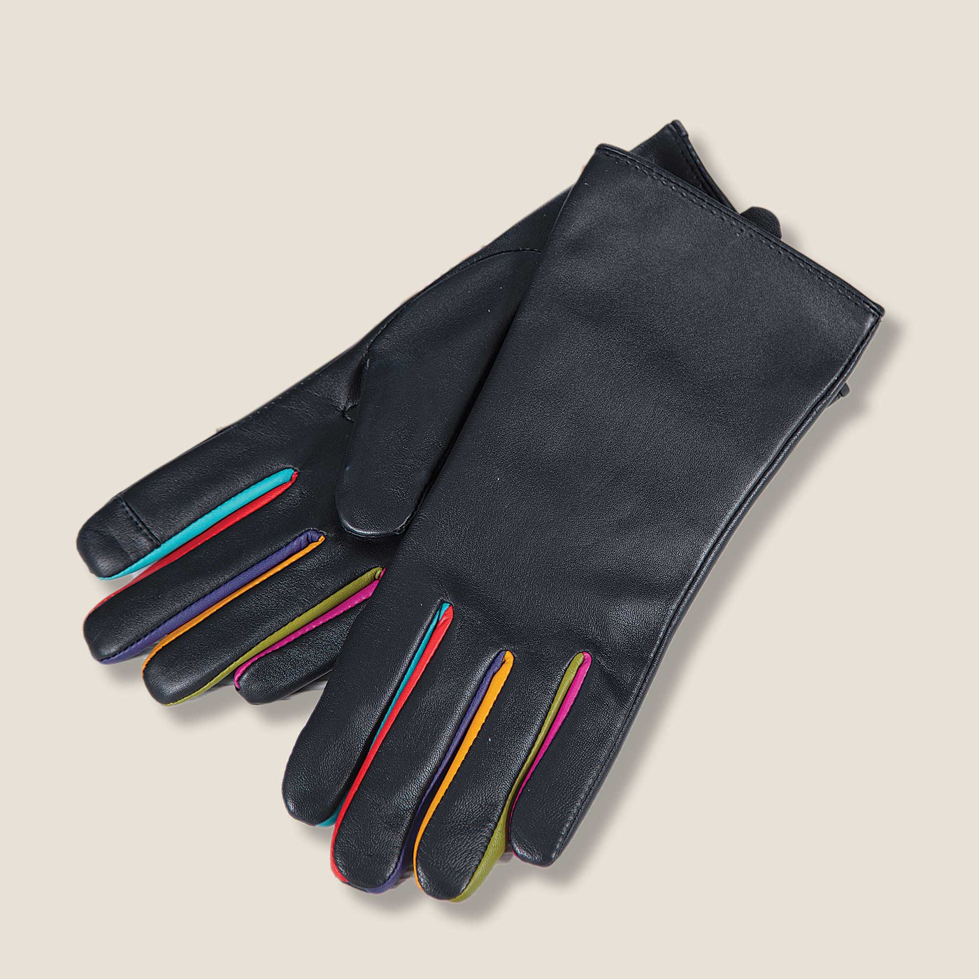 Right As Rainbow Black Leather Tech Gloves