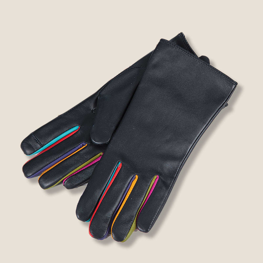 Right As Rainbow Black Leather Tech Gloves