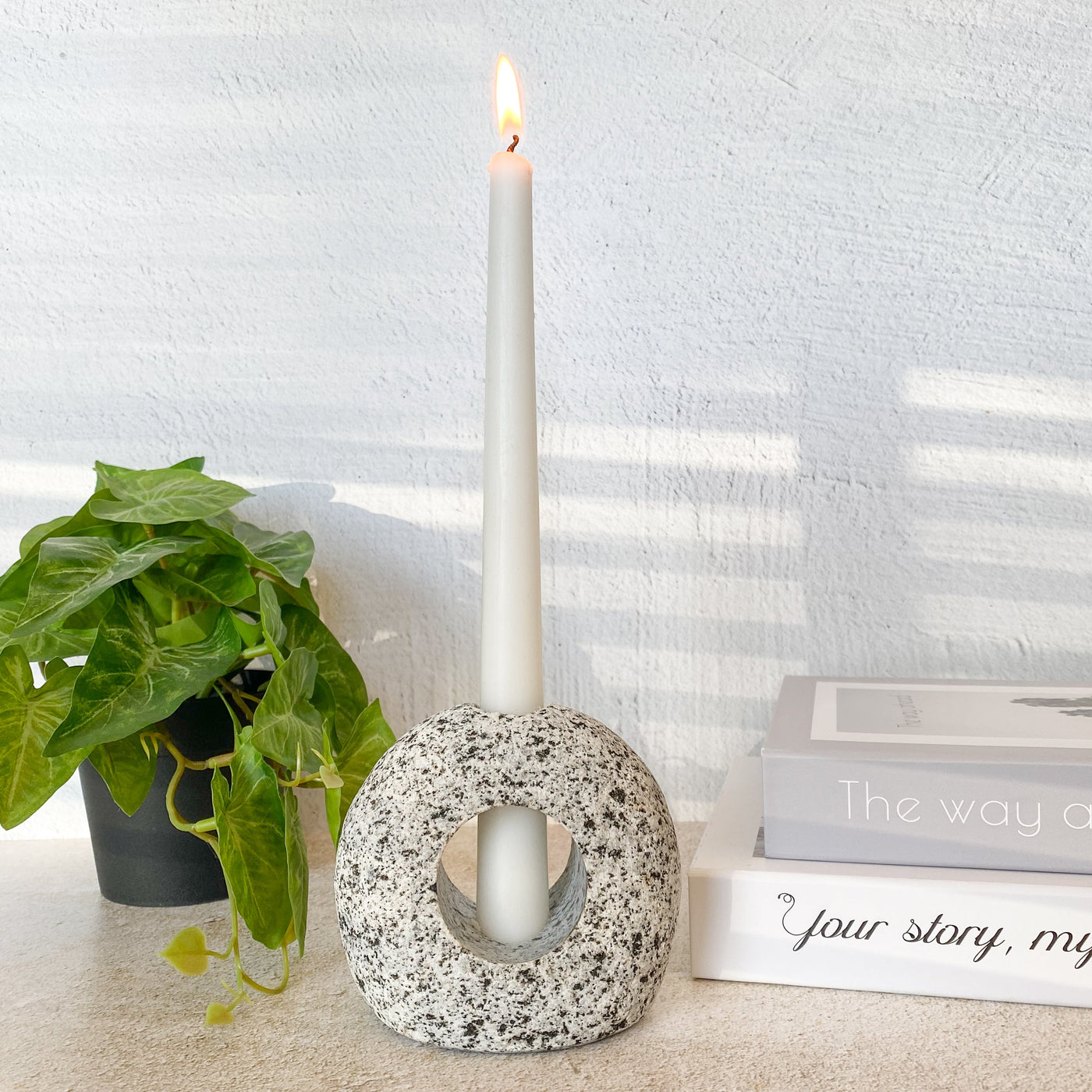 Silhouette Stone Candlestick Holder