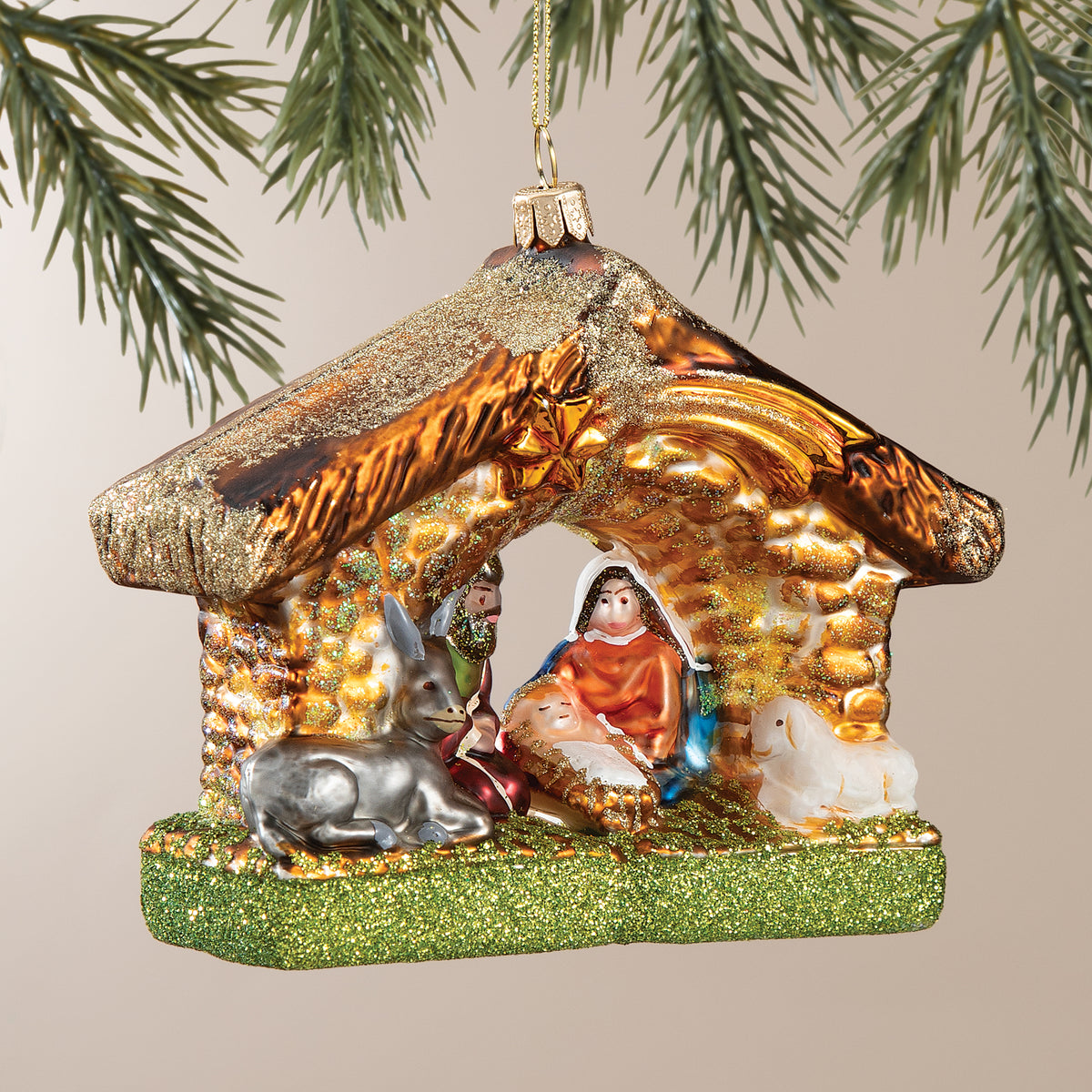 Hand-Painted Glass Nativity Ornament (Preorder)