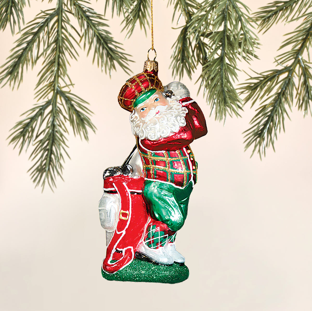 Hand-Painted Glass Sleighing The Fairway Ornament (Preorder)