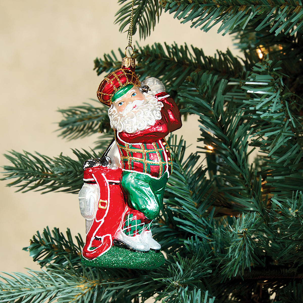 Hand-Painted Glass Sleighing The Fairway Ornament (Preorder)